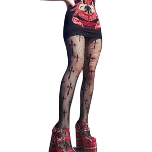 Cross Fishnet Tights